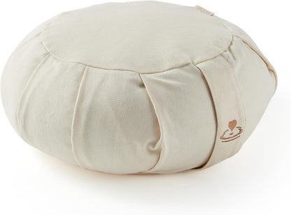 Zafu Yoga Meditation Cushion with Washable Cover - Floor Cushion Pillow with Natural Buckwheat Filling - Soft Round Cotton Design for Meditating or Pranayama Exercises
