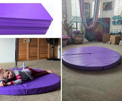 Premium Dance Pole Removable Spinning Static Dancing HeavyDuty Steel Pole Adjustable Height,(Pole Dance Mat,2"/4" Thick Round Folding Crash Mat for Pole Dancing, Home Gym Safety Pad, Yoga F