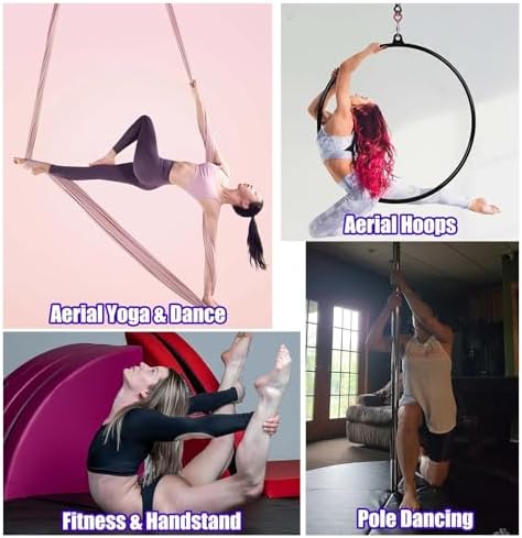 Premium Dance Pole Removable Spinning Static Dancing HeavyDuty Steel Pole Adjustable Height,(Pole Dance Mat,2"/4" Thick Round Folding Crash Mat for Pole Dancing, Home Gym Safety Pad, Yoga F