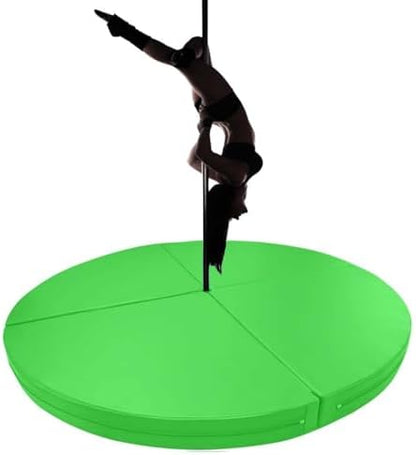 Premium Dance Pole Removable Spinning Static Dancing HeavyDuty Steel Pole Adjustable Height,(Pole Dance Mat,2"/4" Thick Round Folding Crash Mat for Pole Dancing, Home Gym Safety Pad, Yoga F