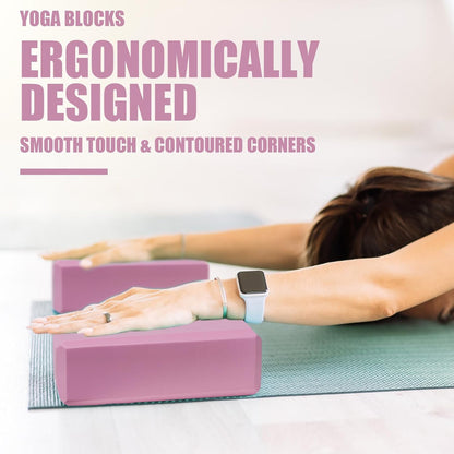 2 Pcs Yoga Blocks, 9x6x3 Inch Foam Blocks for Pilates