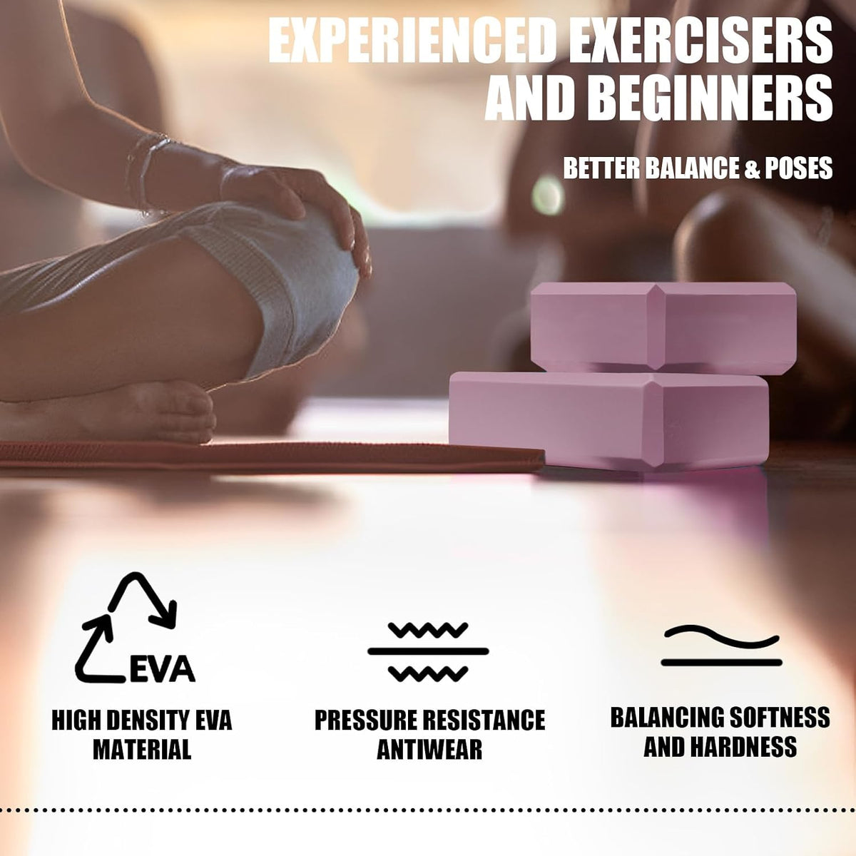2 Pcs Yoga Blocks, 9x6x3 Inch Foam Blocks for Pilates
