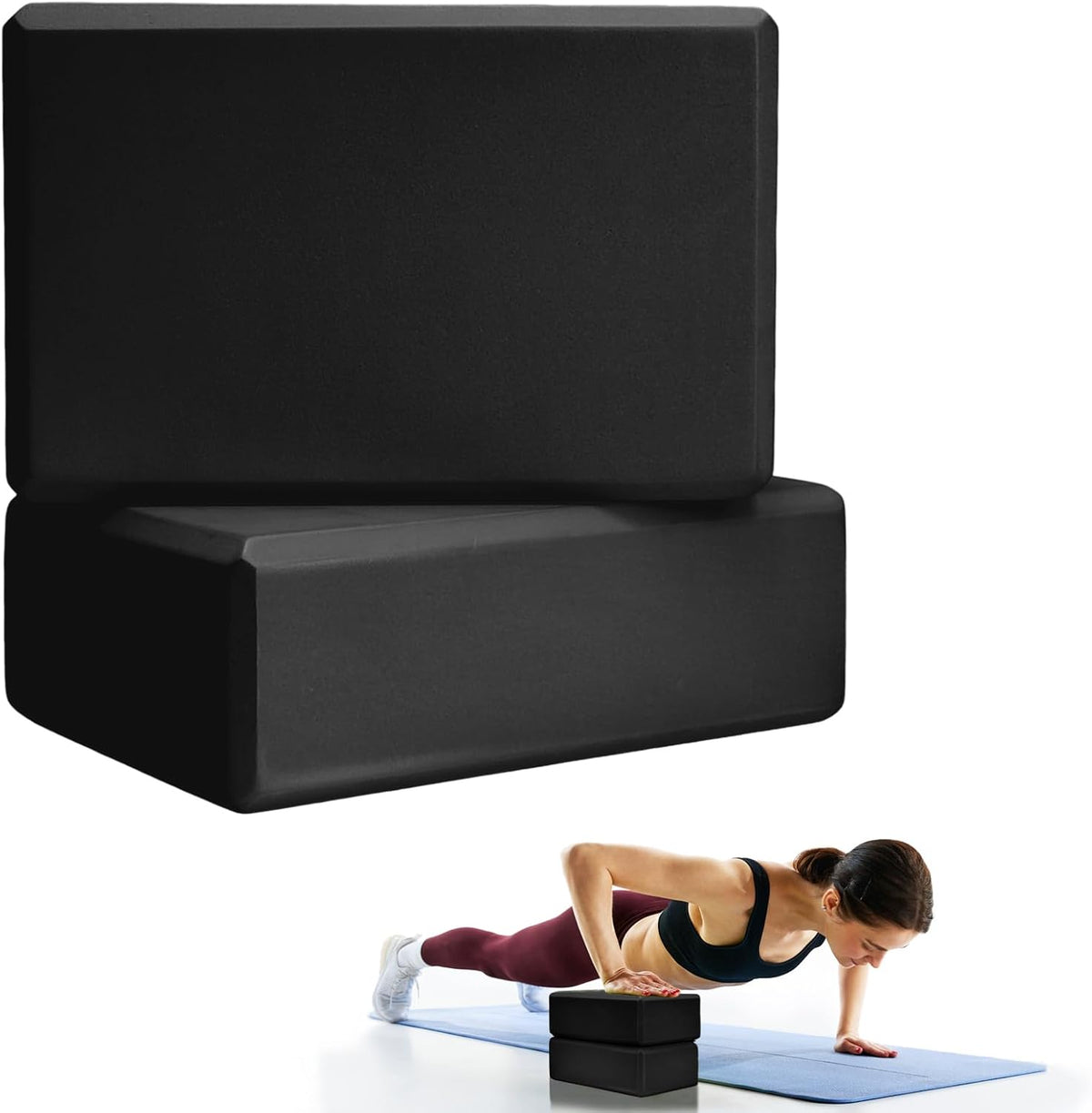 2 Pcs Yoga Blocks, 9x6x3 Inch Foam Blocks for Pilates