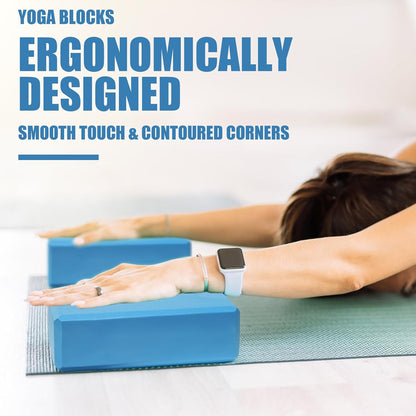2 Pcs Yoga Blocks, 9x6x3 Inch Foam Blocks for Pilates