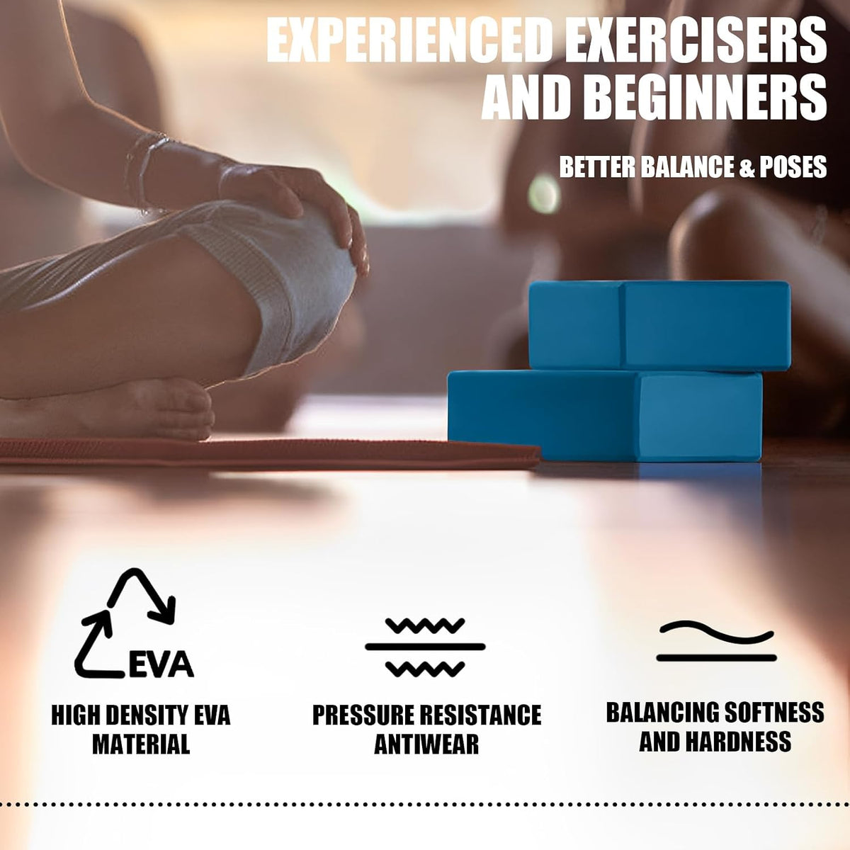 2 Pcs Yoga Blocks, 9x6x3 Inch Foam Blocks for Pilates