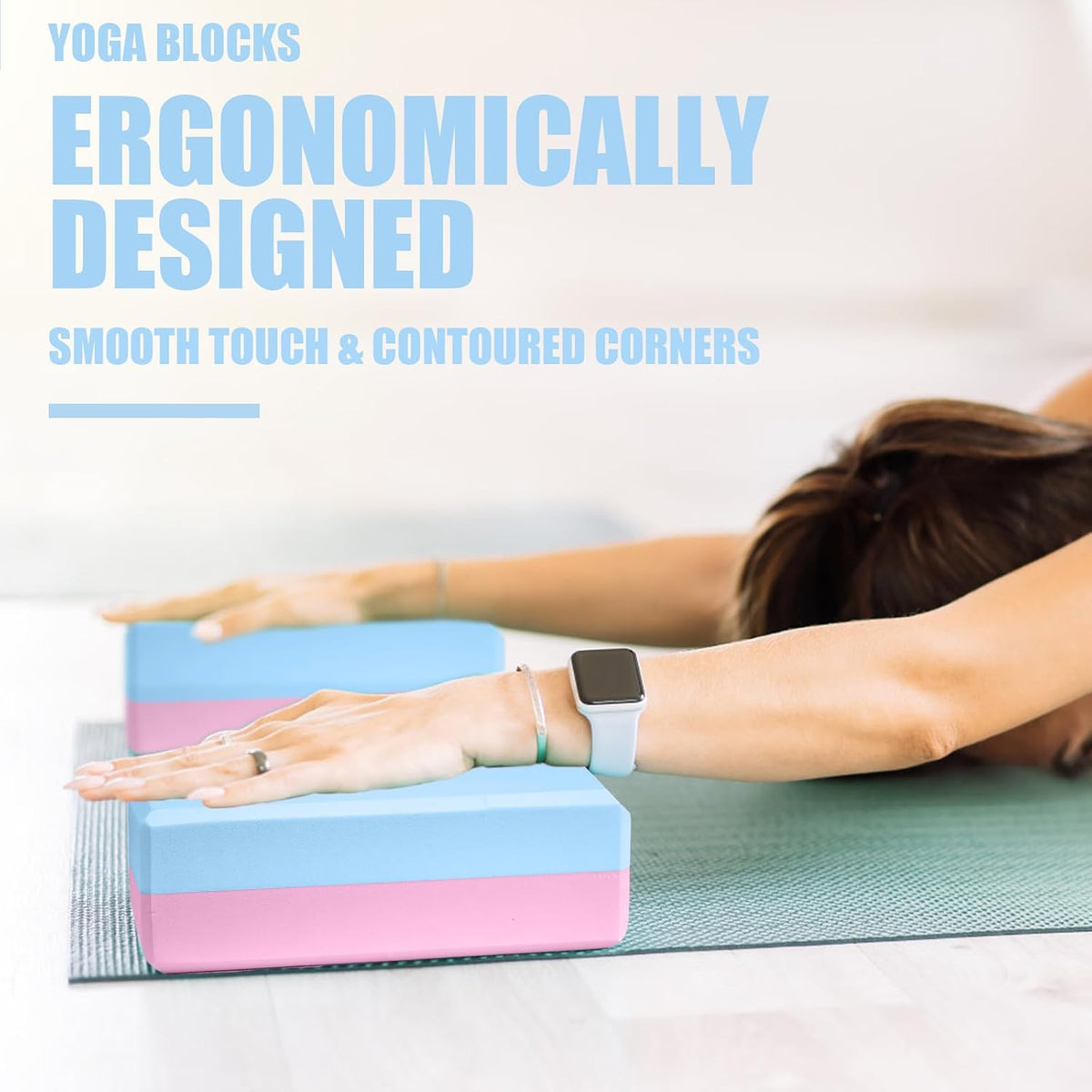 2 Pcs Yoga Blocks, 9x6x3 Inch Foam Blocks for Pilates