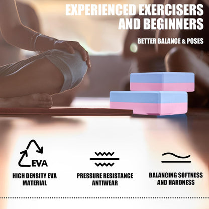 2 Pcs Yoga Blocks, 9x6x3 Inch Foam Blocks for Pilates