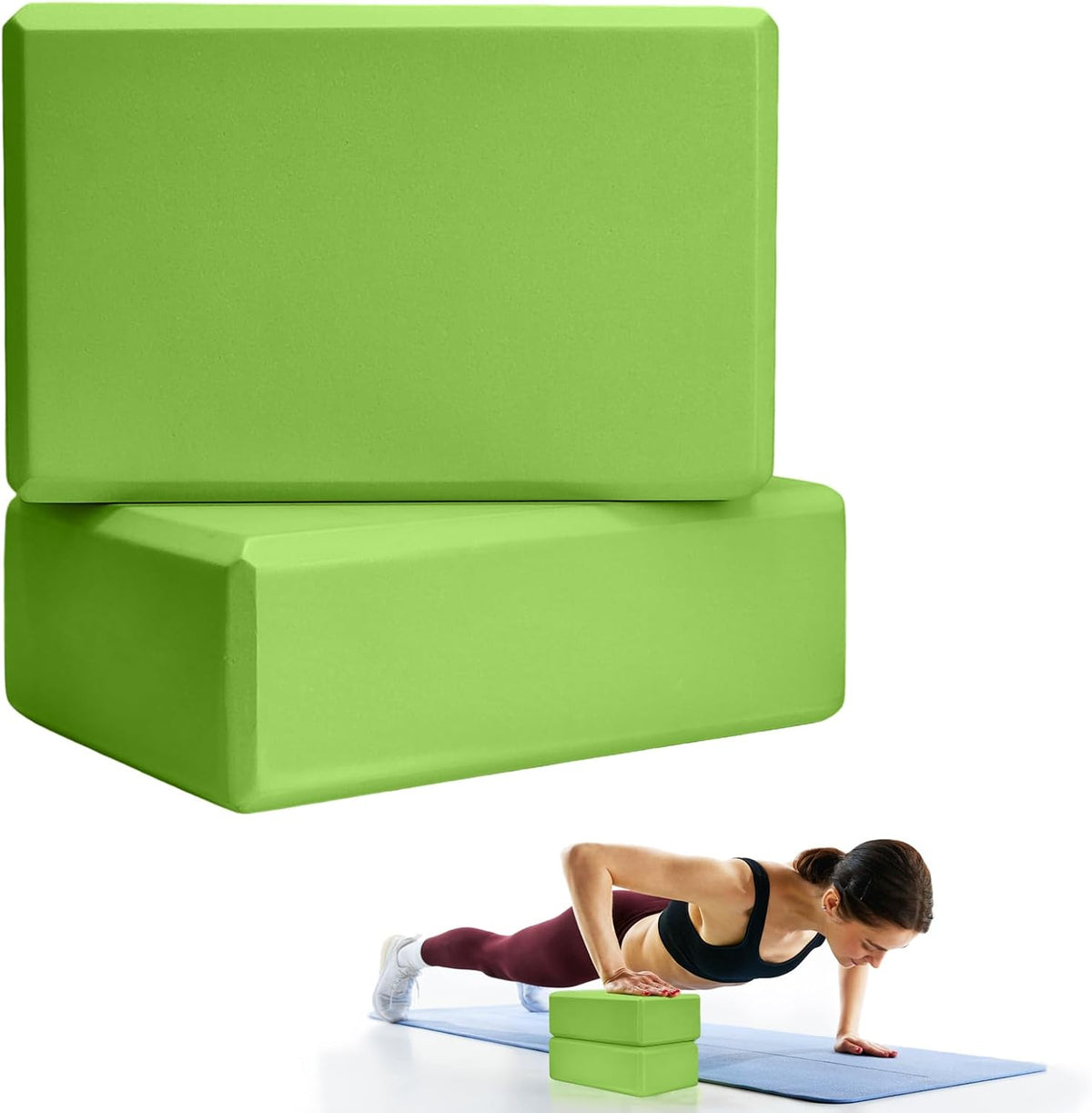 2 Pcs Yoga Blocks, 9x6x3 Inch Foam Blocks for Pilates
