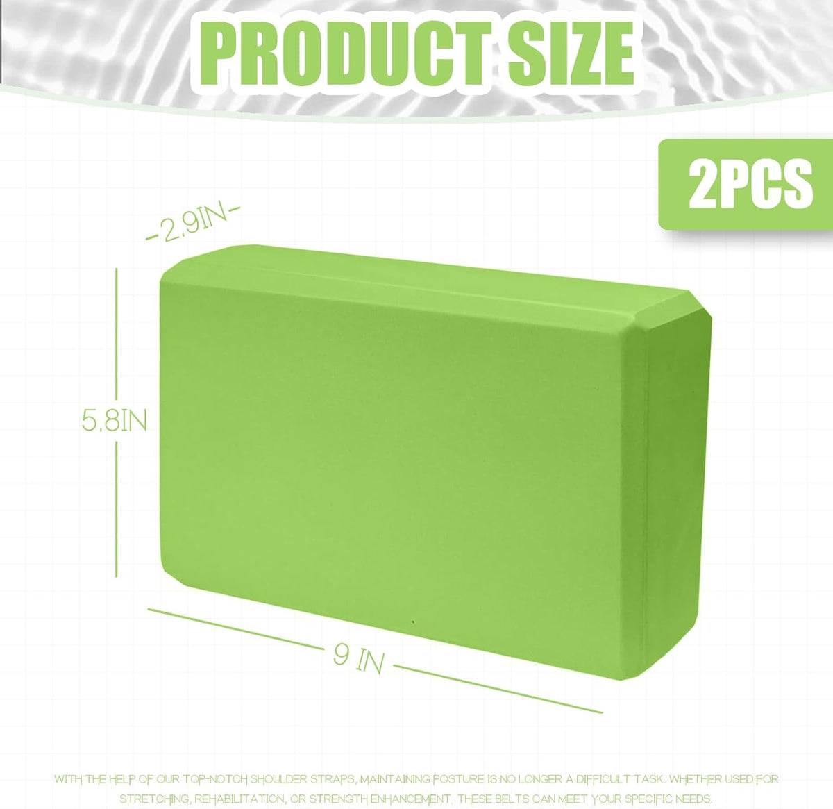 2 Pcs Yoga Blocks, 9x6x3 Inch Foam Blocks for Pilates