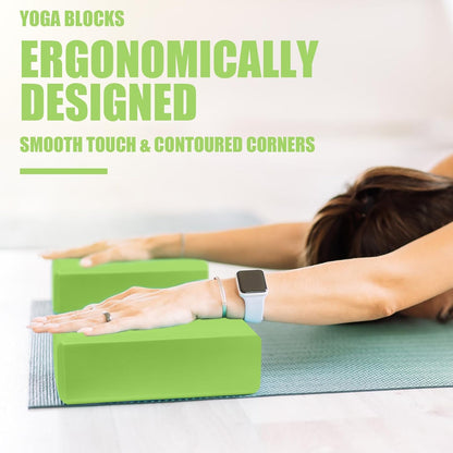 2 Pcs Yoga Blocks, 9x6x3 Inch Foam Blocks for Pilates