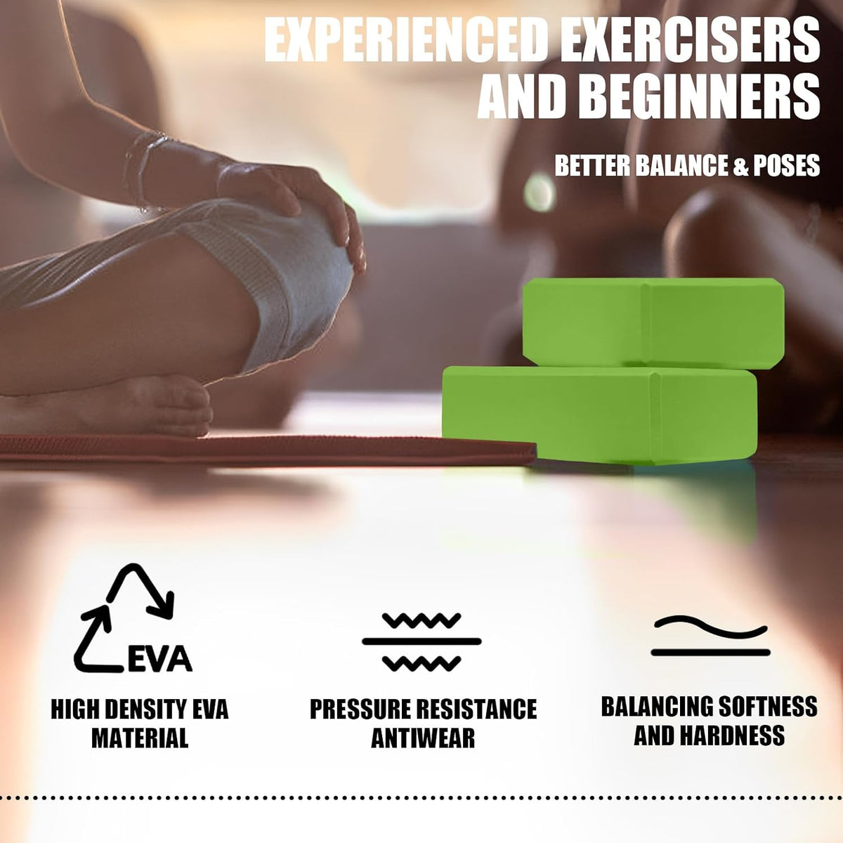 2 Pcs Yoga Blocks, 9x6x3 Inch Foam Blocks for Pilates