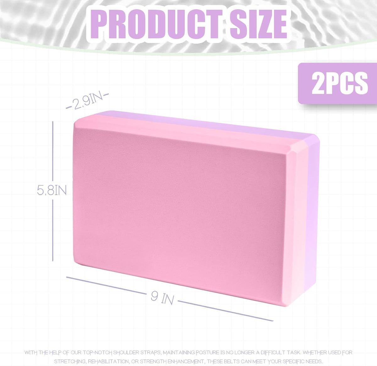 2 Pcs Yoga Blocks, 9x6x3 Inch Foam Blocks for Pilates