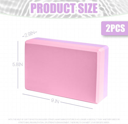 2 Pcs Yoga Blocks, 9x6x3 Inch Foam Blocks for Pilates