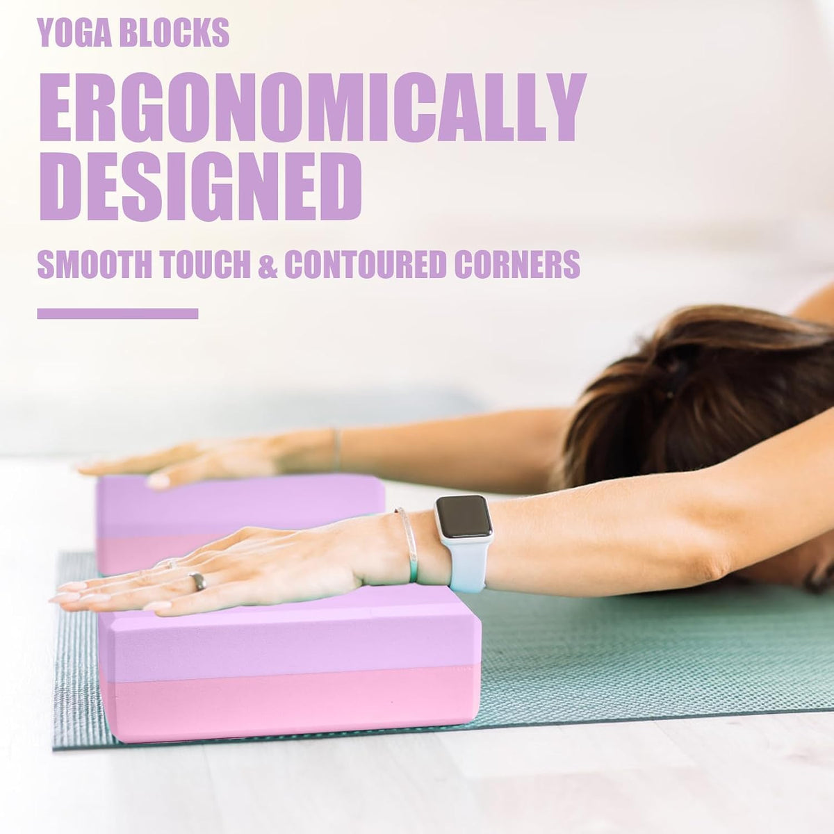 2 Pcs Yoga Blocks, 9x6x3 Inch Foam Blocks for Pilates