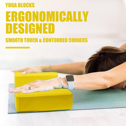 2 Pcs Yoga Blocks, 9x6x3 Inch Foam Blocks for Pilates