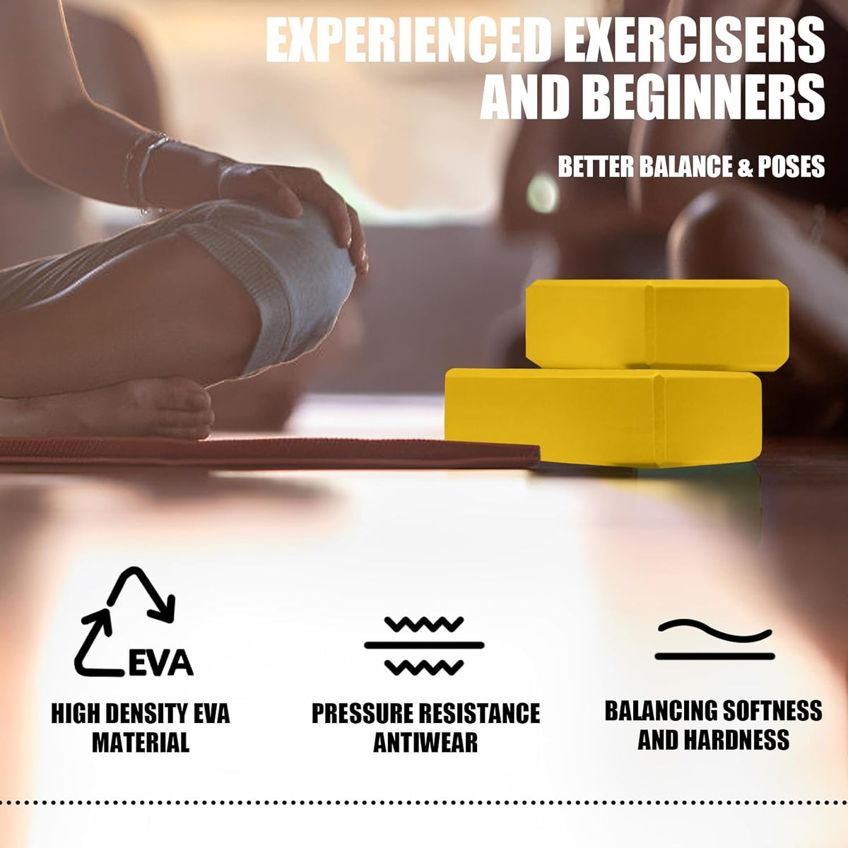 2 Pcs Yoga Blocks, 9x6x3 Inch Foam Blocks for Pilates
