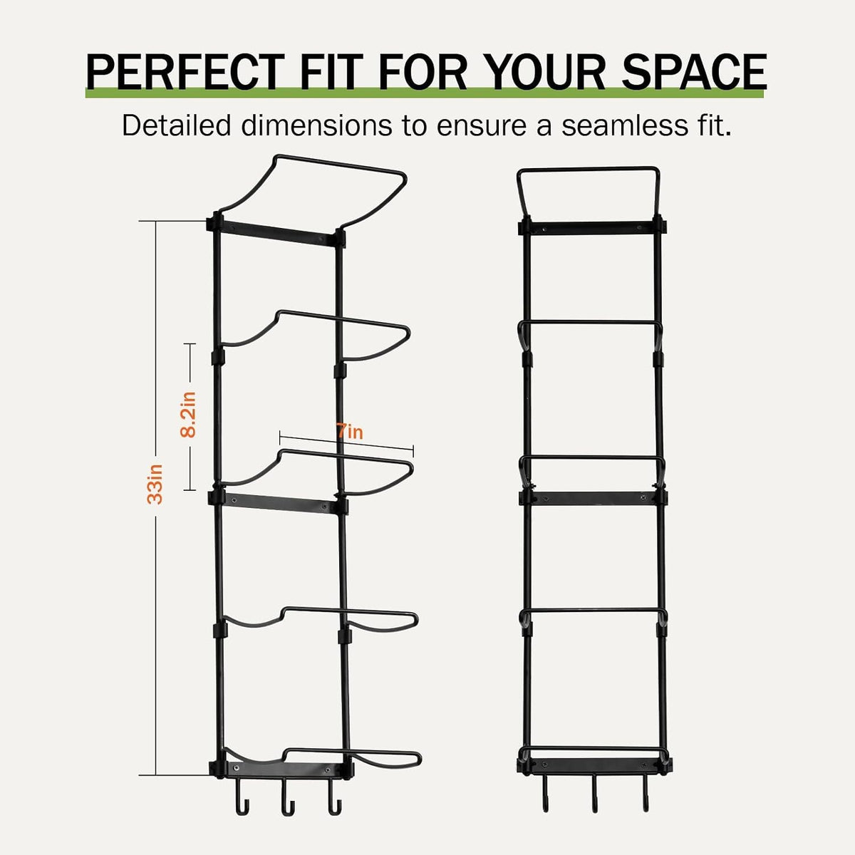 Slim Panda Yoga Mat Holder Wall Mount With Mesh Bag,Yoga Accessories Storage Rack,Home Gym Organizer with 5-Tier & 3 Hooks for Hanging Yoga Mats, Foam Roller, Resistance Bands, Space Saver