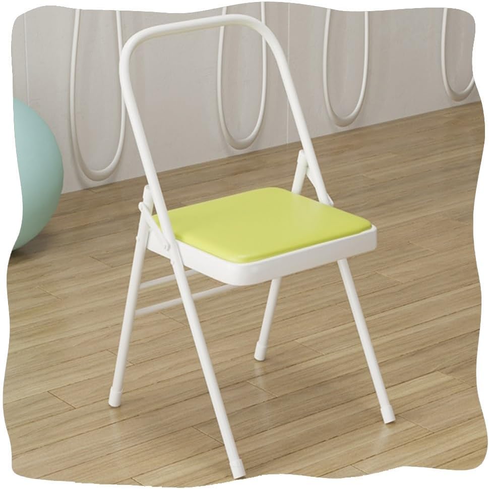 Folding Chair, Foldable Yoga Auxiliary Chair Iyengar Yoga Chairs, Non-Slip, for Flexibility, Strength Training, Balance Handstand(Green)
