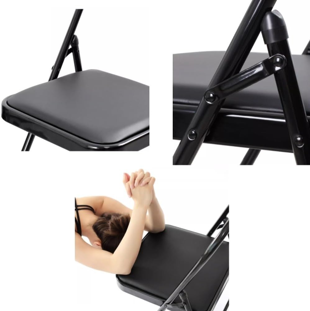 Folding Chair, Foldable Yoga Auxiliary Chair Iyengar Yoga Chairs, Non-Slip, for Flexibility, Strength Training, Balance Handstand(Green)