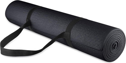 All Purpose Thick High Density No Tear Exercise Yoga Mat with Strap & Lightweight Features for Indoor & Outdoor Use