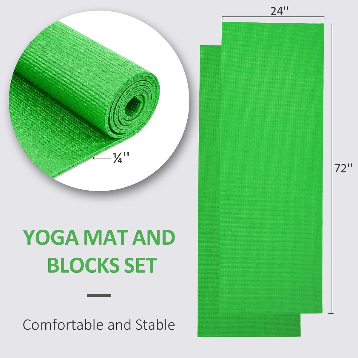 All Purpose Thick High Density No Tear Exercise Yoga Mat with Strap & Lightweight Features for Indoor & Outdoor Use