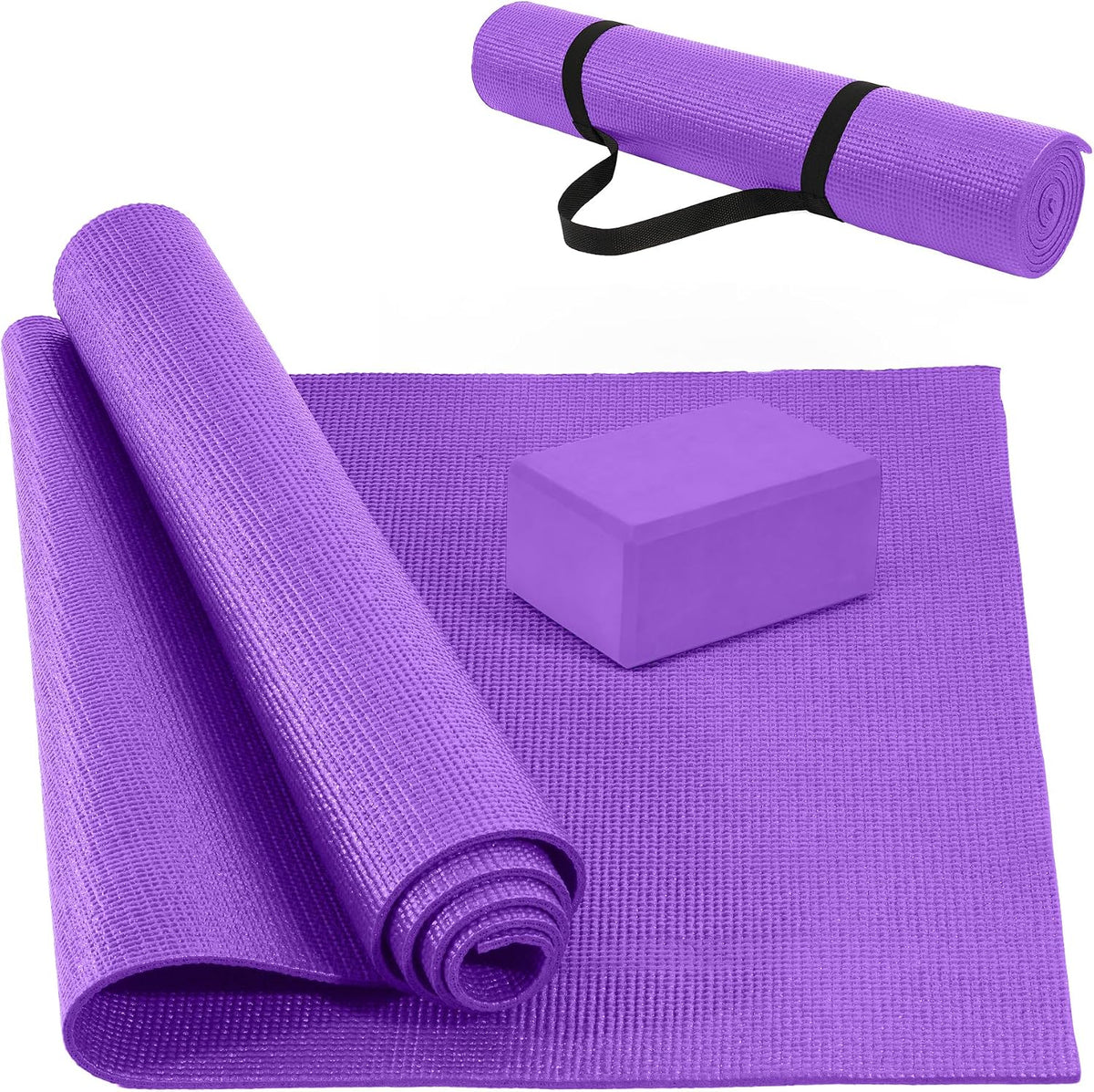 All Purpose Thick High Density No Tear Exercise Yoga Mat with Strap & Lightweight Features for Indoor & Outdoor Use