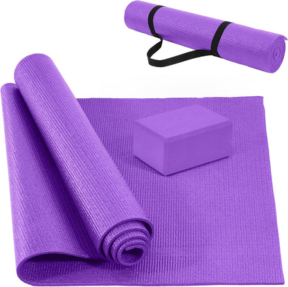 All Purpose Thick High Density No Tear Exercise Yoga Mat with Strap & Lightweight Features for Indoor & Outdoor Use