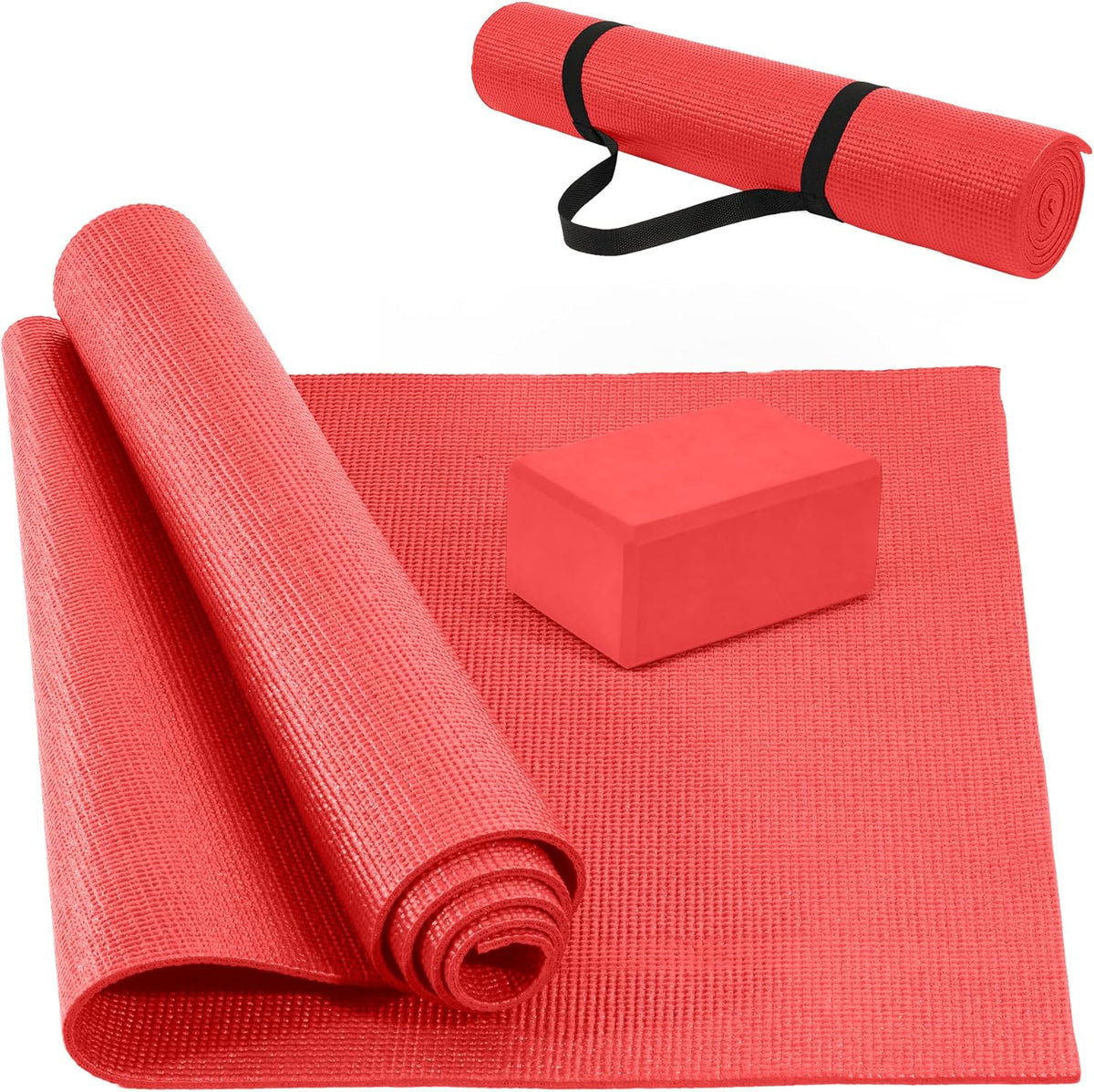 All Purpose Thick High Density No Tear Exercise Yoga Mat with Strap & Lightweight Features for Indoor & Outdoor Use