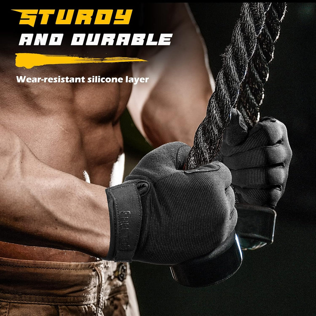 Full-Finger Workout Gloves for Men, Padded Gym Gloves with Grip