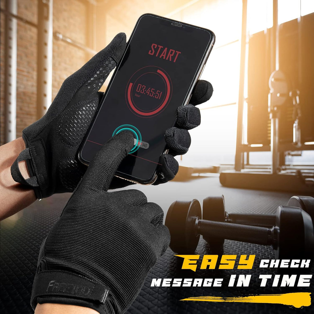 Full-Finger Workout Gloves for Men, Padded Gym Gloves with Grip