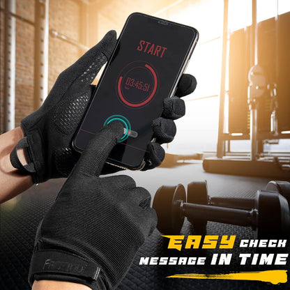 Full-Finger Workout Gloves for Men, Padded Gym Gloves with Grip