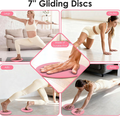 16 PCS Pink Pilates Ring and Ball Set for Women with 15" Magic Circle, Home Pilates Equipment Kit with Adjustable 1LB Ankle Wrist Weight, Resistance Band, Gliding Discs, Pilates Essentials Accessories
