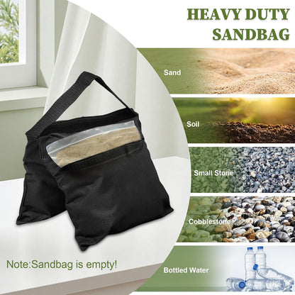 4-Pack Heavy Duty Sandbags,Multi-Use Stability for Photography Backdrop Stands Tripods Canopies Tents & Outdoor Gear,Reinforced Design + 4 Clips