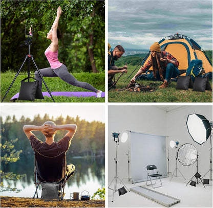 4-Pack Heavy Duty Sandbags,Multi-Use Stability for Photography Backdrop Stands Tripods Canopies Tents & Outdoor Gear,Reinforced Design + 4 Clips