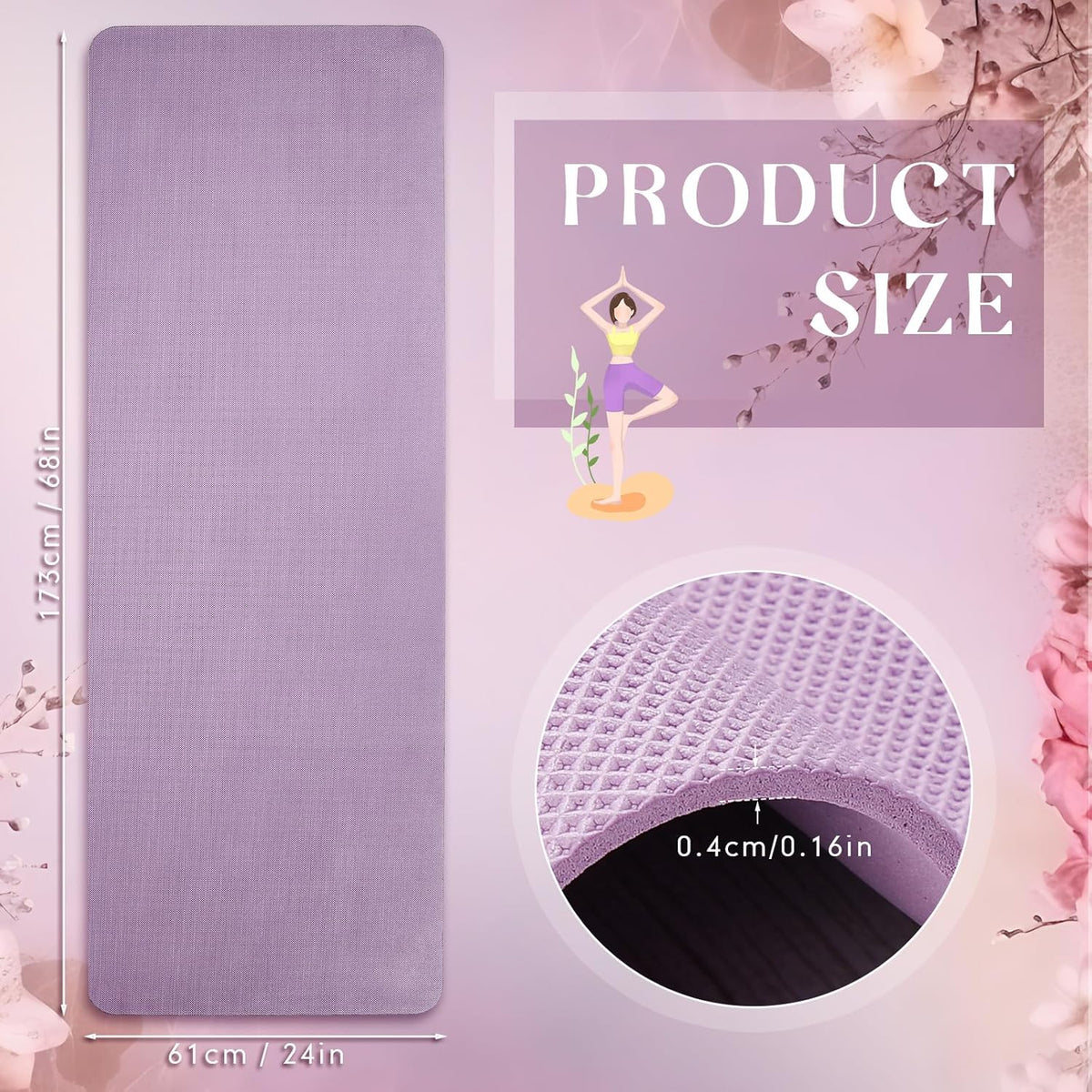 24 Pack 68" x 24" Yoga Mat Bulk, 4mm Thick Extra Long Sports Mat Anti Slip Tear Resistant Yoga Exercise Set for Fitness Stretching Home Workout Gym and Studio
