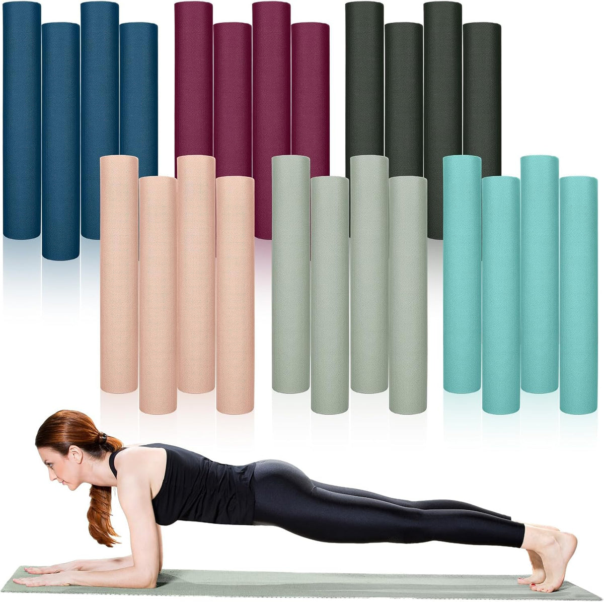 24 Pack 68" x 24" Yoga Mat Bulk, 4mm Thick Extra Long Sports Mat Anti Slip Tear Resistant Yoga Exercise Set for Fitness Stretching Home Workout Gym and Studio