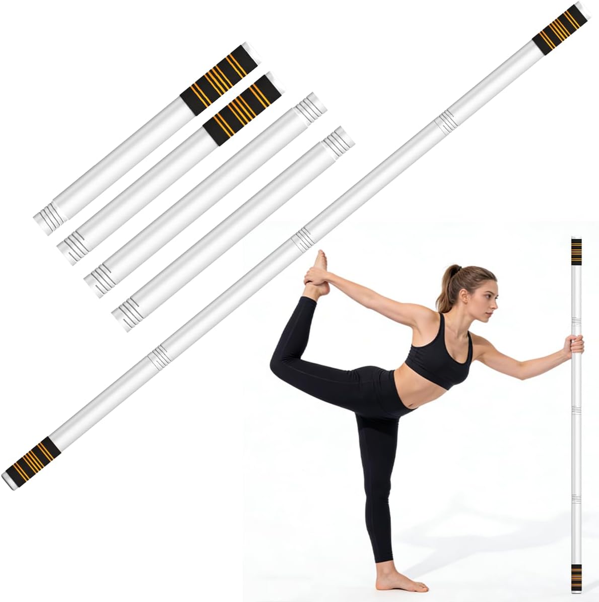 5ft Adjustable Yoga Stick with Non-Slip Foam Sleeveds for Balance