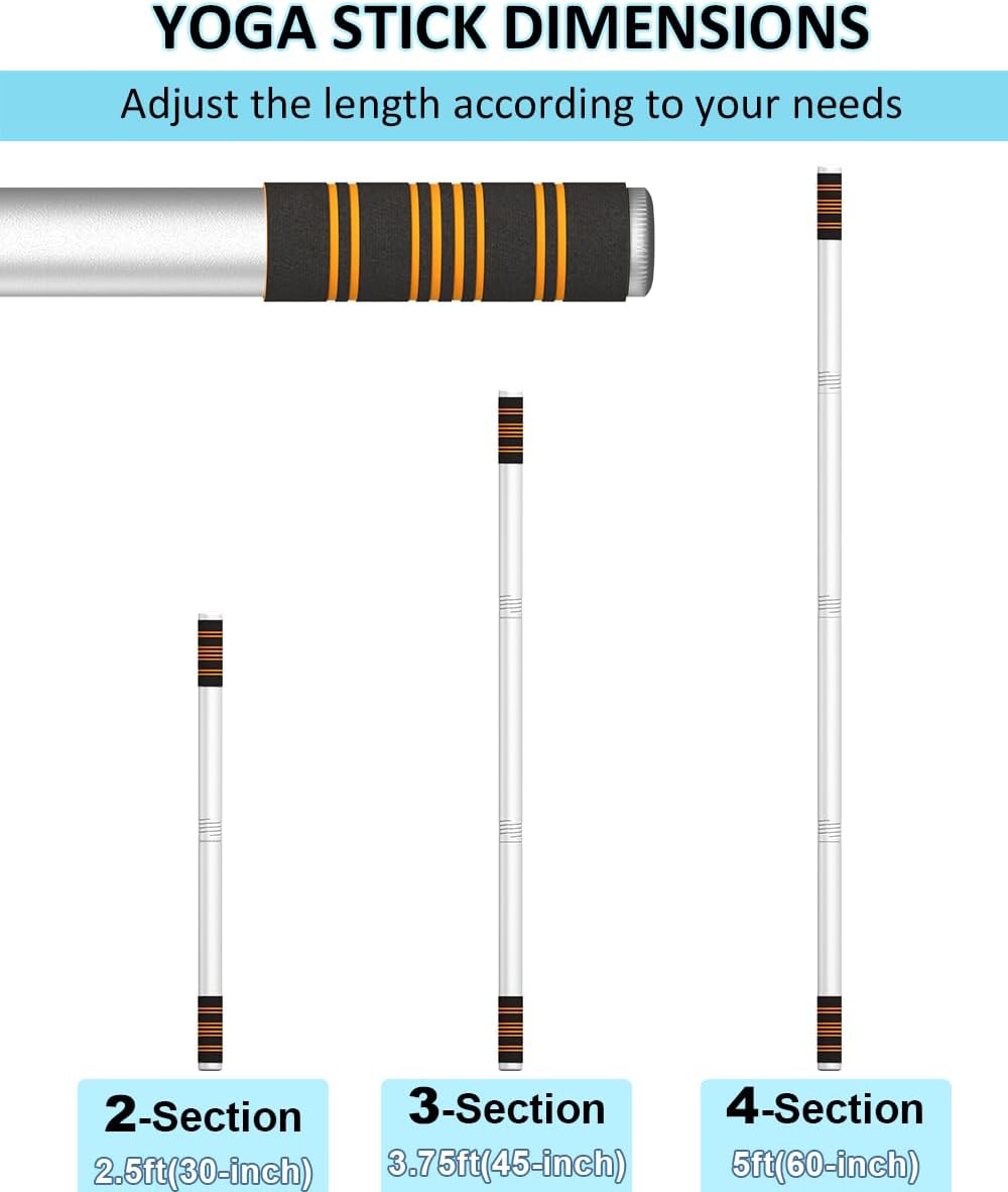 5ft Adjustable Yoga Stick with Non-Slip Foam Sleeveds for Balance