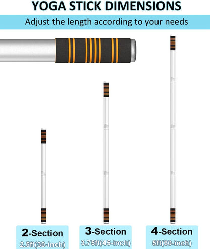 5ft Adjustable Yoga Stick with Non-Slip Foam Sleeveds for Balance