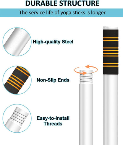 5ft Adjustable Yoga Stick with Non-Slip Foam Sleeveds for Balance