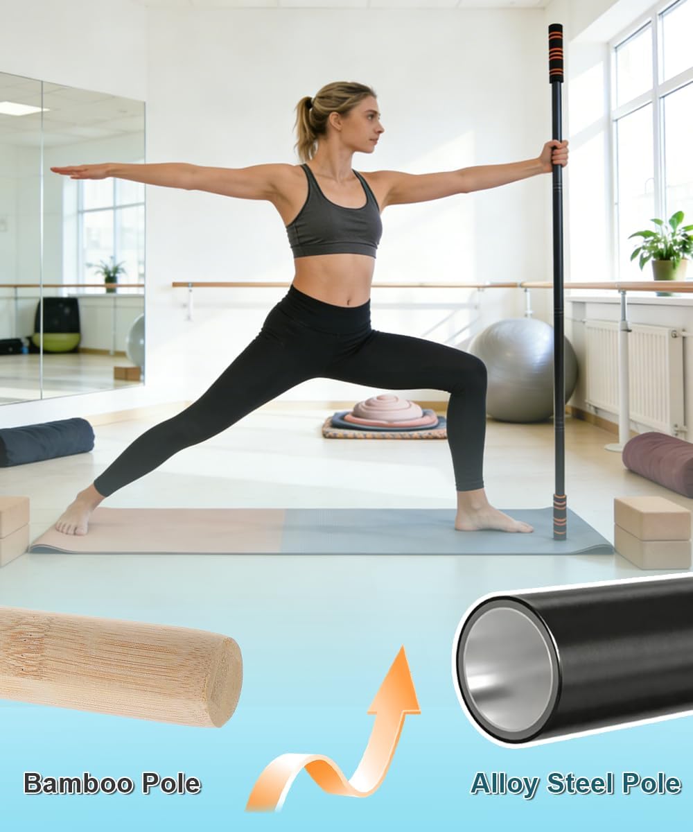 5ft Adjustable Yoga Stick with Non-Slip Foam Sleeveds for Balance