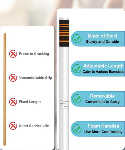 5ft Adjustable Yoga Stick with Non-Slip Foam Sleeveds for Balance