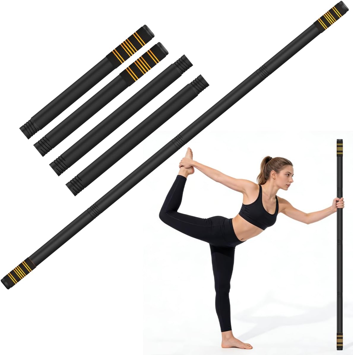 5ft Adjustable Yoga Stick with Non-Slip Foam Sleeveds for Balance