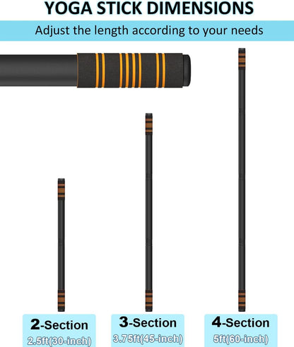5ft Adjustable Yoga Stick with Non-Slip Foam Sleeveds for Balance