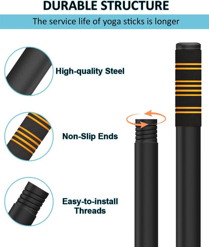 5ft Adjustable Yoga Stick with Non-Slip Foam Sleeveds for Balance