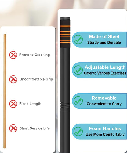 5ft Adjustable Yoga Stick with Non-Slip Foam Sleeveds for Balance