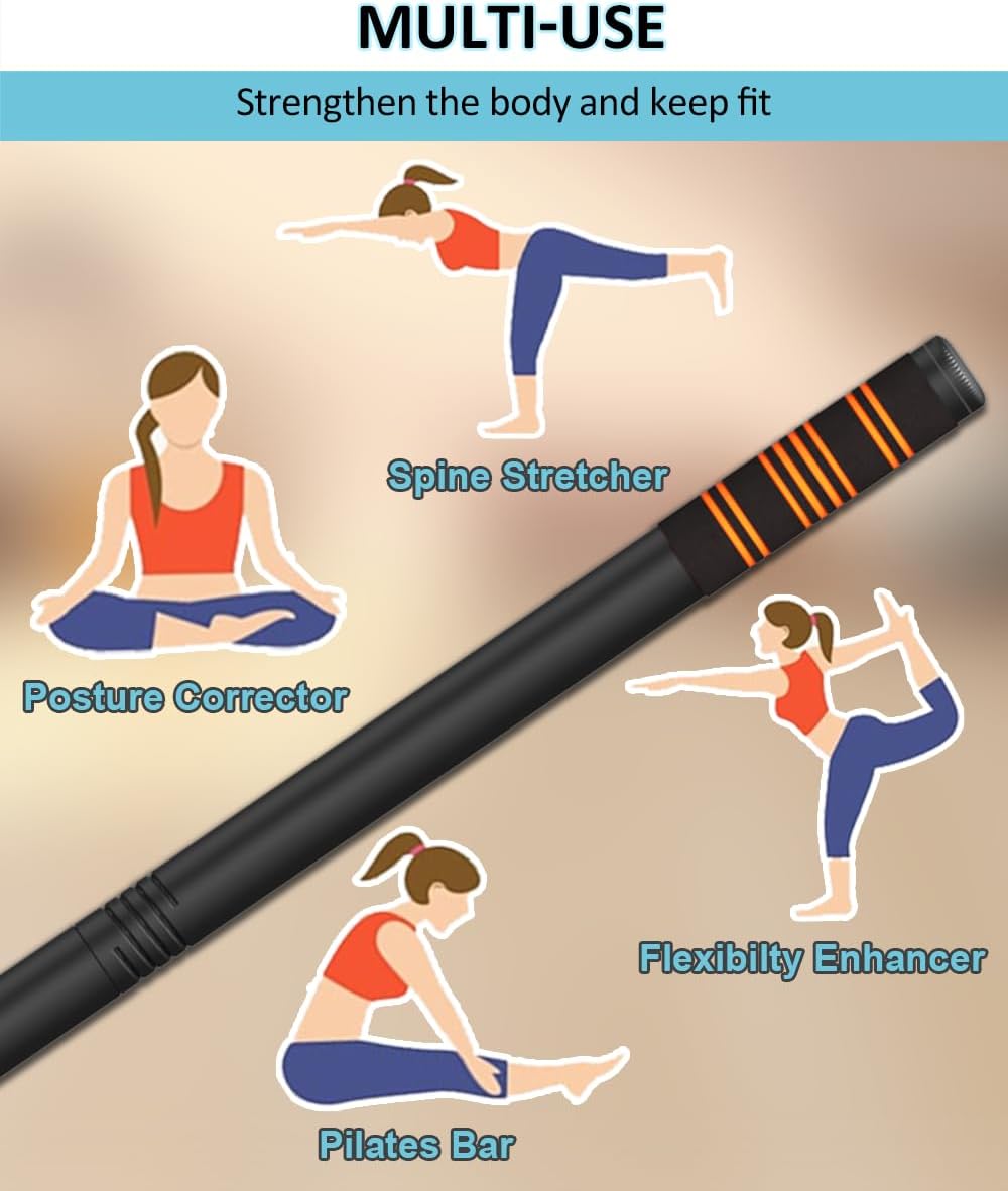5ft Adjustable Yoga Stick with Non-Slip Foam Sleeveds for Balance