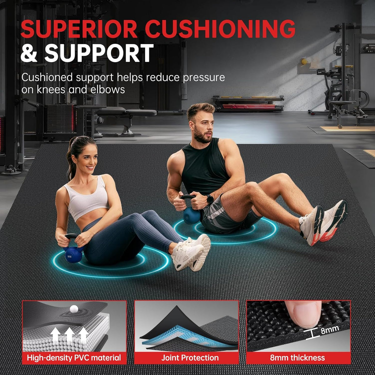 Extra Large Exercise Mat 10'x6'/9'x6'/8'x6'/7'x5'/6'x4' (8mm)
