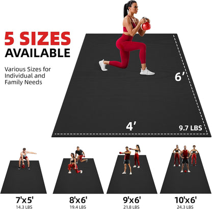 Extra Large Exercise Mat 10'x6'/9'x6'/8'x6'/7'x5'/6'x4' (8mm)