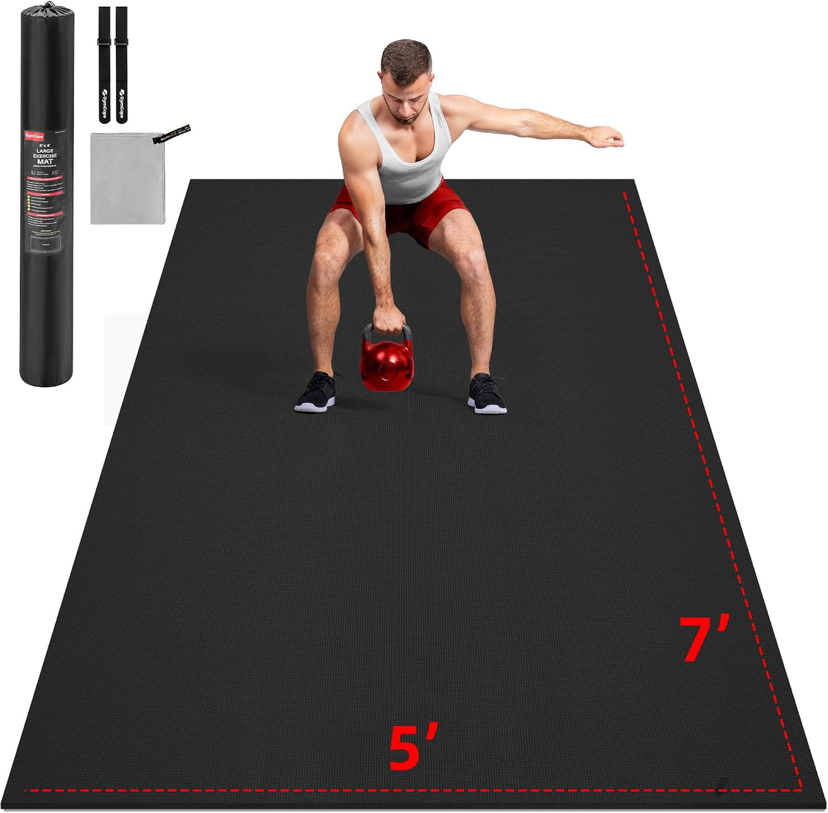 Extra Large Exercise Mat 10'x6'/9'x6'/8'x6'/7'x5'/6'x4' (8mm)